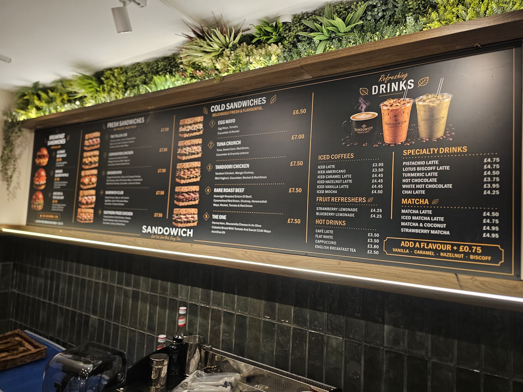 Sandowich menu board and printed food display