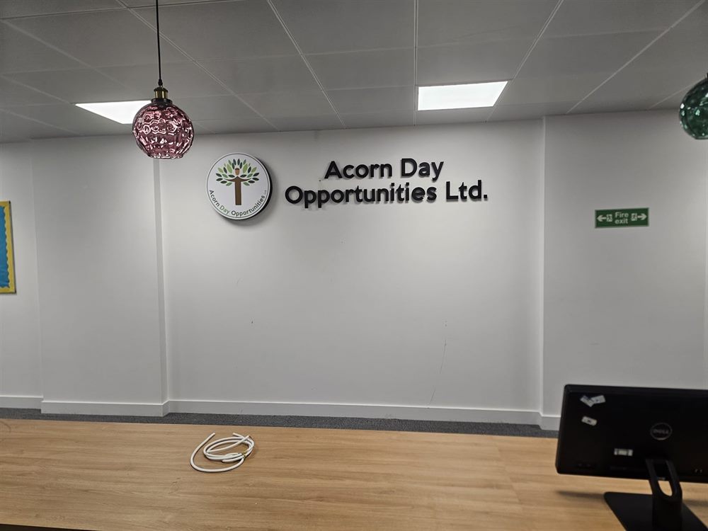 Interior wall logo for community space
