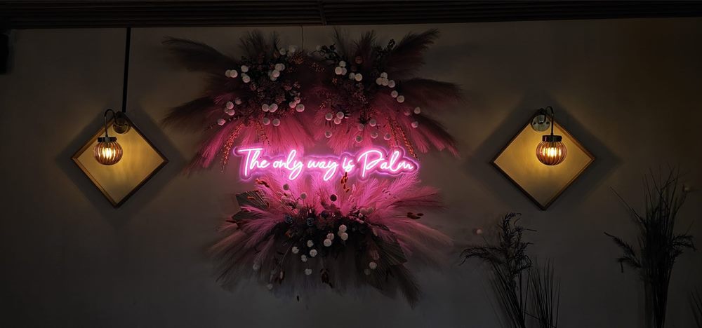 Neon-style interior wall signage