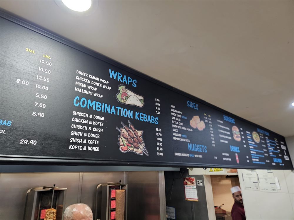 Wrap and combination menu board
