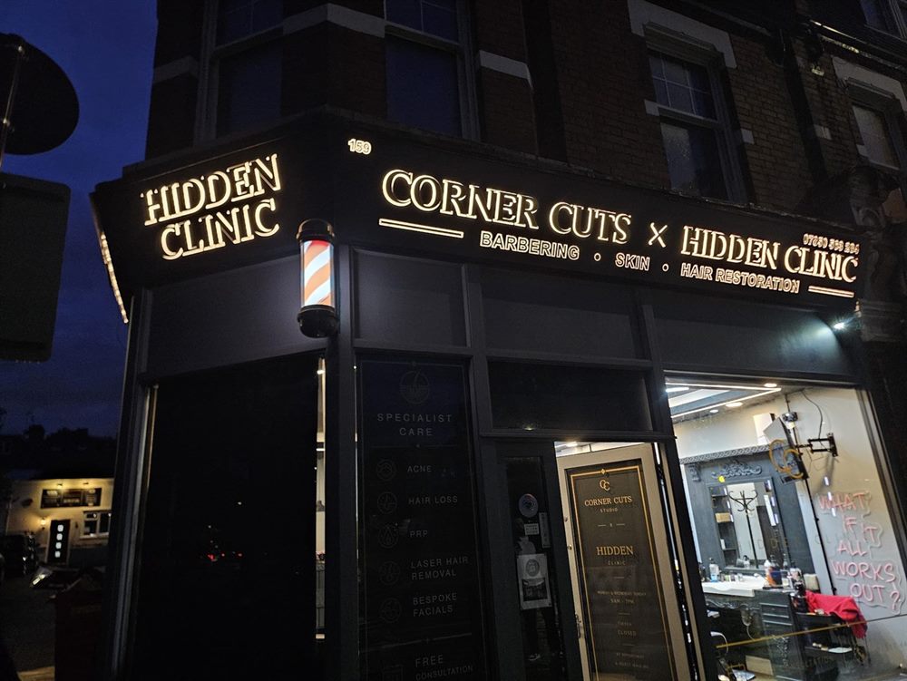 Clinic fascia and corner shopfront signage