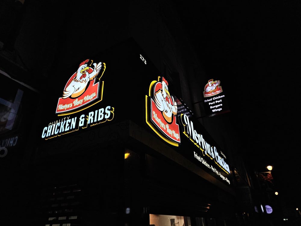 Chicken and ribs illuminated shopfront signage