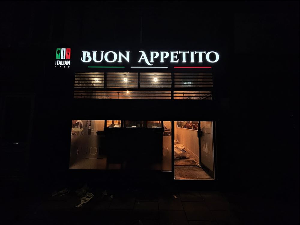 Night shopfront signage