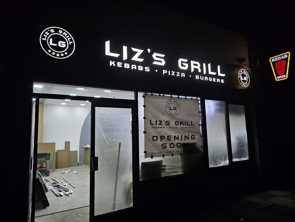 Illuminated takeaway shopfront signage