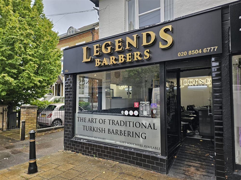 Traditional barber shopfront signage