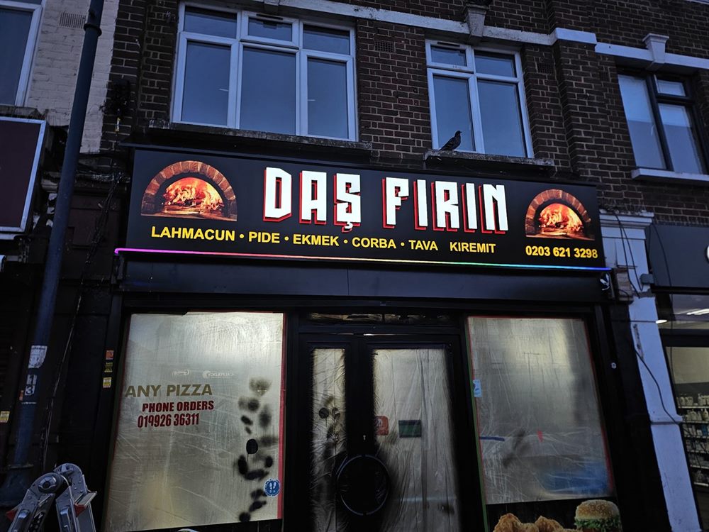 Illuminated bakery shopfront signage