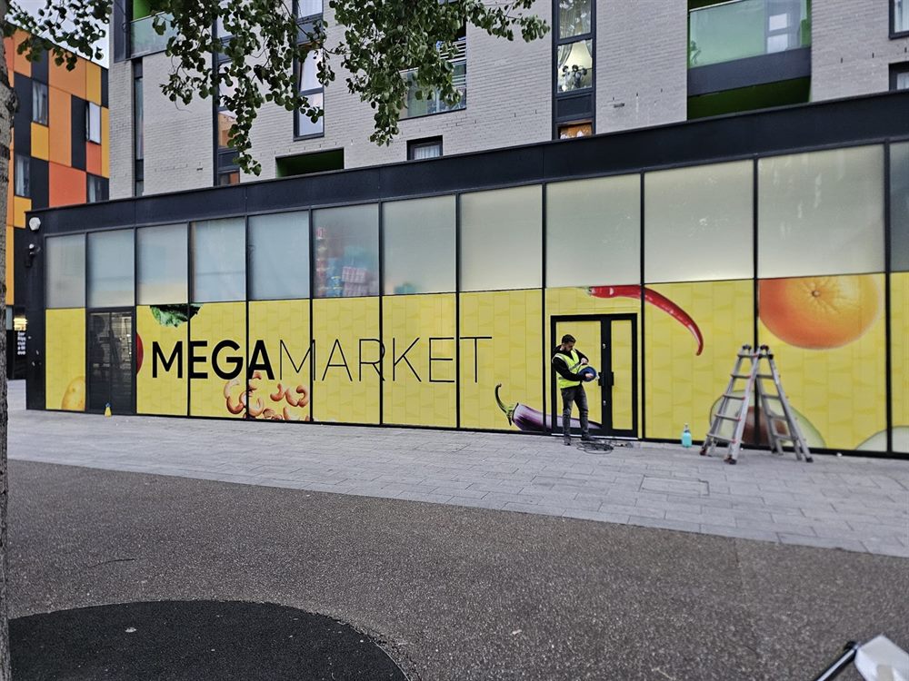 Large storefront window graphics