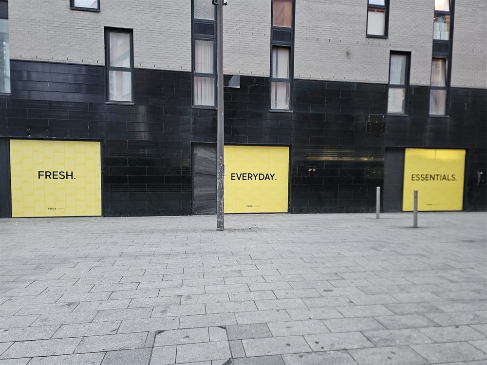 Window vinyl panels for retail frontage