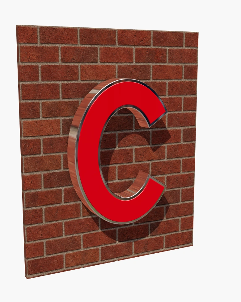 Rim and return red-faced C sign in daylight